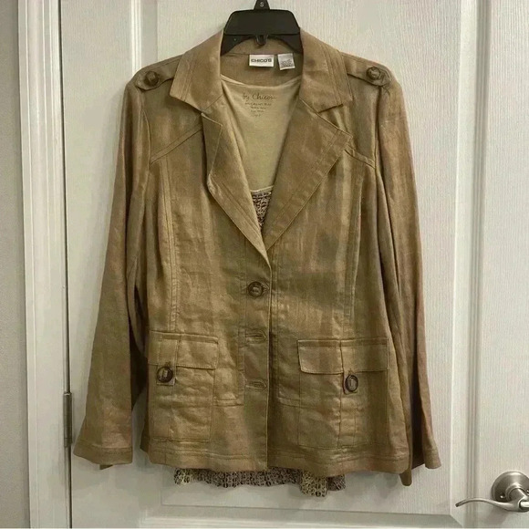 Chico's Jackets & Blazers - Gold Shimmer Jacket and Tank Top by Chico’s